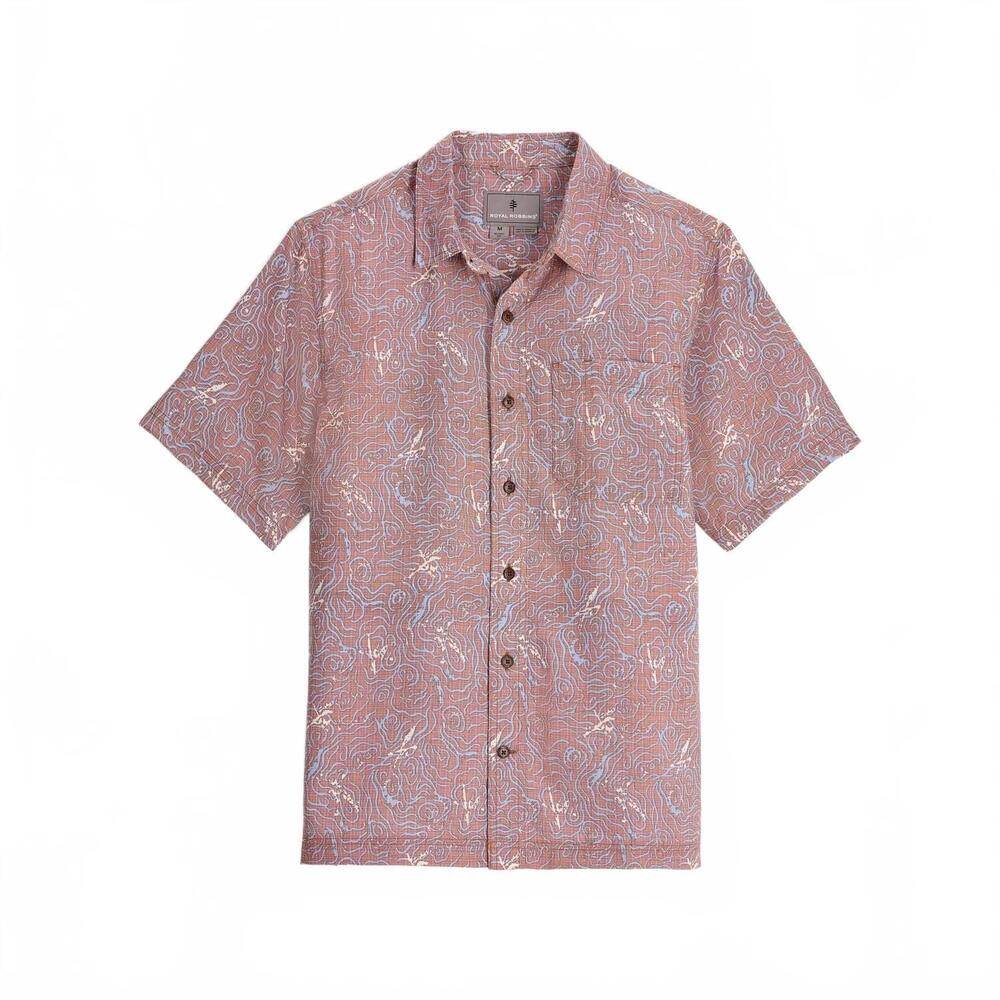 NEW ROYAL ROBBINS men's camino pucker shirt in mahogany kayaker